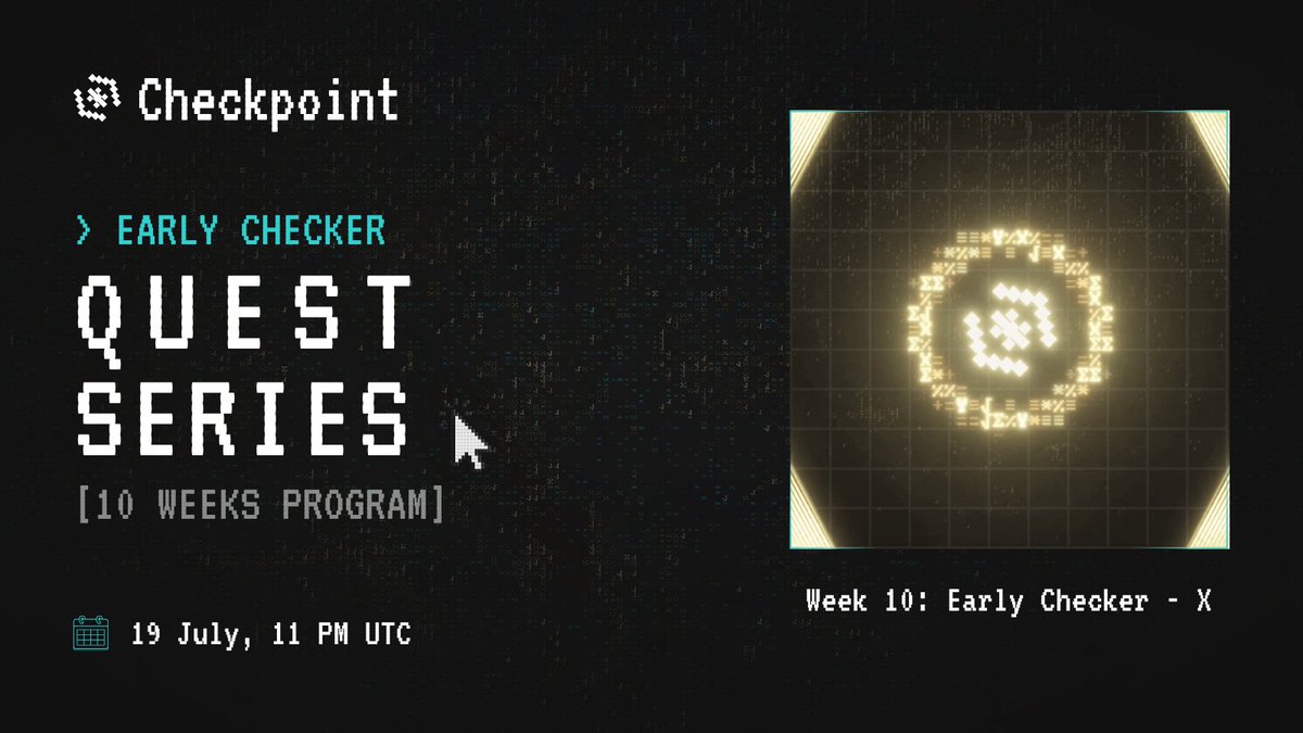 CheckpointEX's tweet photo. early checker quest X is live (⌐■_■)

this one isn't for everyone. only wallets holding 8 out of 9 early checker NFTs can access it

you either showed up every week or you didn't https://t.co/rU2jeKBBD3