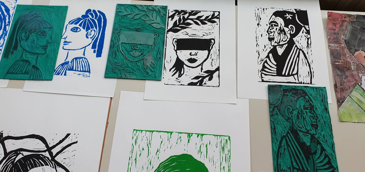SilviaCat12's tweet photo. A selection of artworks created by my students (ages 10–13) throughout the school year. I couldn't be prouder. https://t.co/tOvVQQDRMs