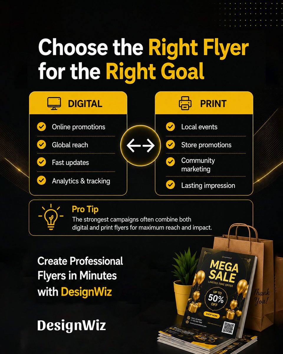 DesignwizInfo's tweet photo. Digital or print?

The better question is: Which one fits your audience?

Discover when each flyer format works best with DesignWiz.

📖 https://t.co/5MhIiaOAFU

#DigitalMarketing #DigitalFlyer #PrintFlyer #PrintMarketing #FlyerDesign #DesignWiz #MarketingStrategy https://t.co/WyasH7MyZ0