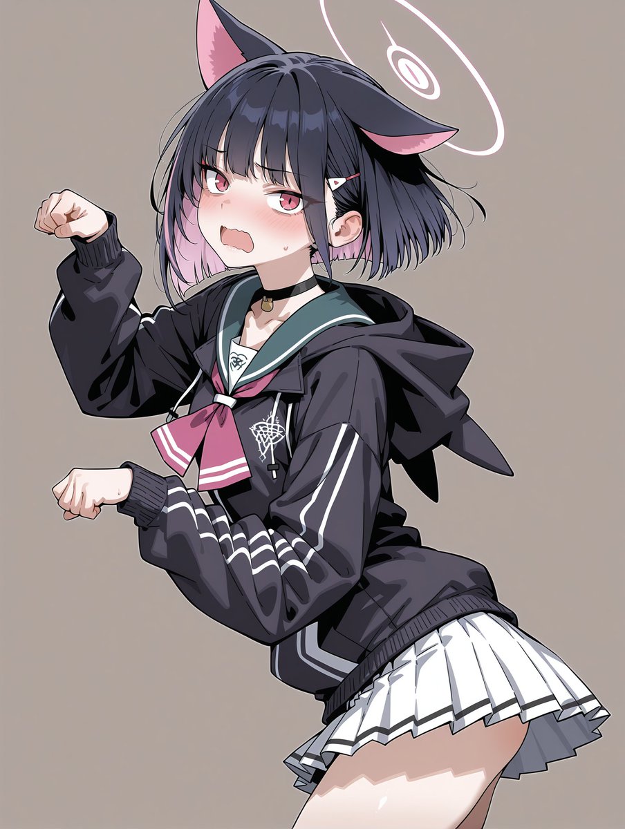 tamani_wasi's tweet photo. 恥ずかしいけど先生に頼まれて猫ポーズするカズサ                                                                                                                                                                                                                                          kawaii