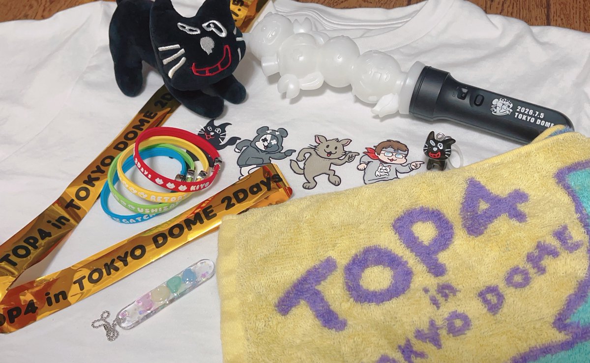 ecolatte77_'s tweet photo. ❤️💛2026.07.05 💚💙
3年ぶり！TOP4 in TOKYO DOMEに、いけたーっ！
歌の合いの手できて楽しかったしゲーム盛りだくさんでTOP4のネタも盛り盛りでめちゃめちゃ笑った🤣🤣
船(トロッコ)が近くまで来てくれて4人とも肉眼でしっかり見れて感動した✨

最高の思い出をありがとう
🐱🦀🐮🥷
#TOP4TOKYODOME2 https://t.co/KQeKaeYCF1