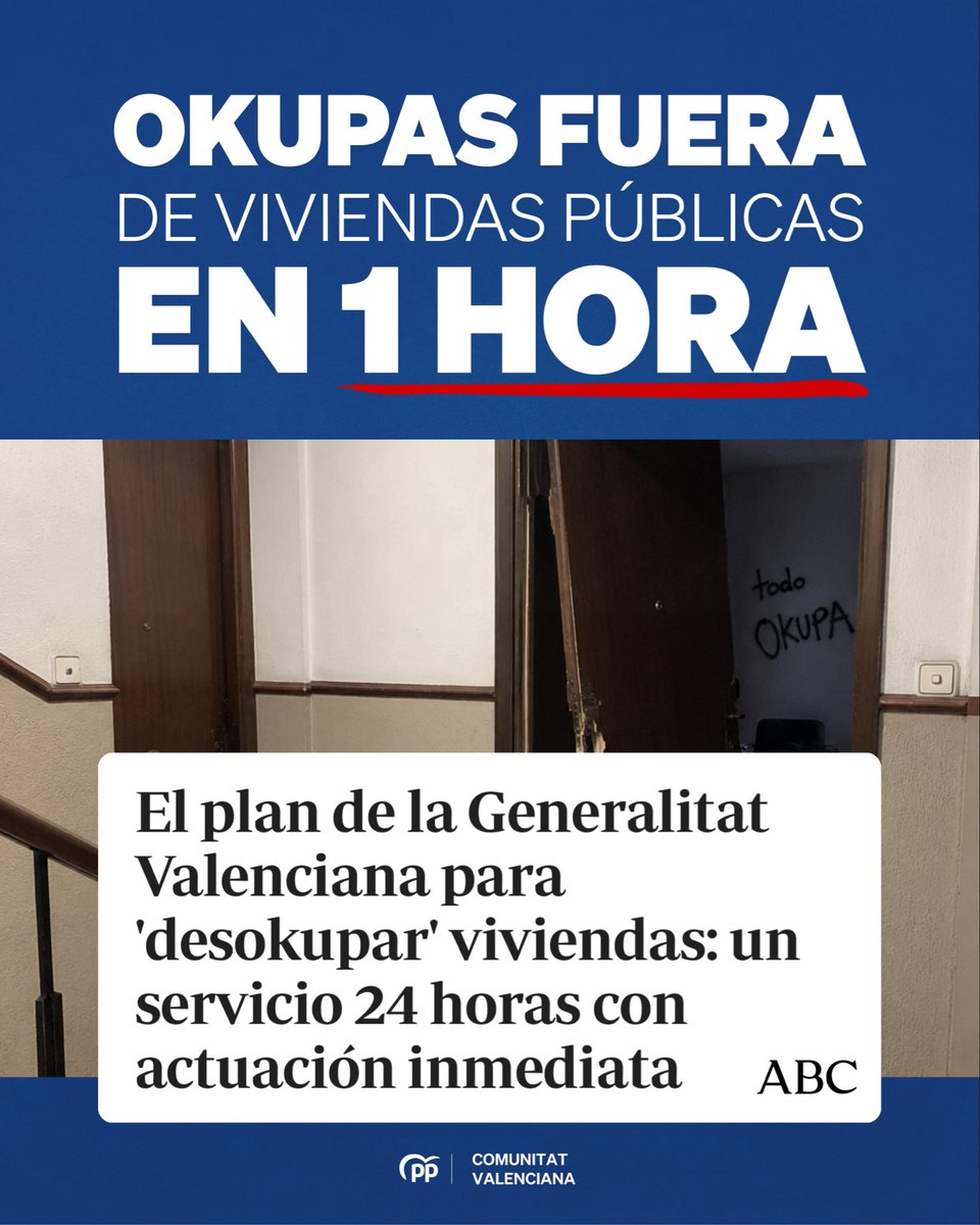 ppcv's tweet photo. 🔴MÁS SEGURIDAD, MÁS VIVIENDA. 

➡️Impulsamos un plan ambicioso para recuperar viviendas públicas okupadas en la Comunitat, para hacer frente a la grave crisis de vivienda que vive nuestro país.

https://t.co/otQdmit8Ly https://t.co/LNtYsknlmj