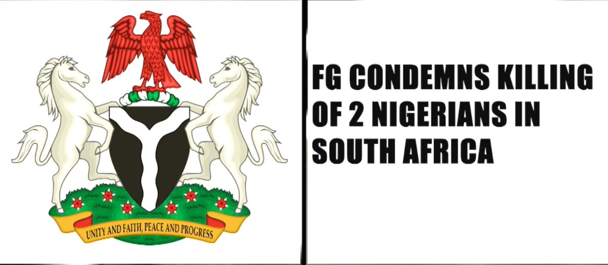 NTA_NEWS24's tweet photo. FG condemns killing of 2 Nigerians in South Africa

The Federal Government has condemned the killing of two Nigerians in South Africa and is calling for a swift investigation and prosecution of those responsible. The Ministry of Foreign Affairs says the victims, Emeka Charles Iroegbu and Musa Yunana Joe (Big Joe), were killed on June 28, while another Nigerian, Nnaemeka Mathew Andrew Ekpenyong, was allegedly killed by the same officers in April. The government expressed concern over the alleged targeting of Nigerians amid rising xenophobic tensions, condemned inflammatory remarks by some South African officials, and called for accountability for individuals and groups accused of inciting violence and hate against fellow Africans.