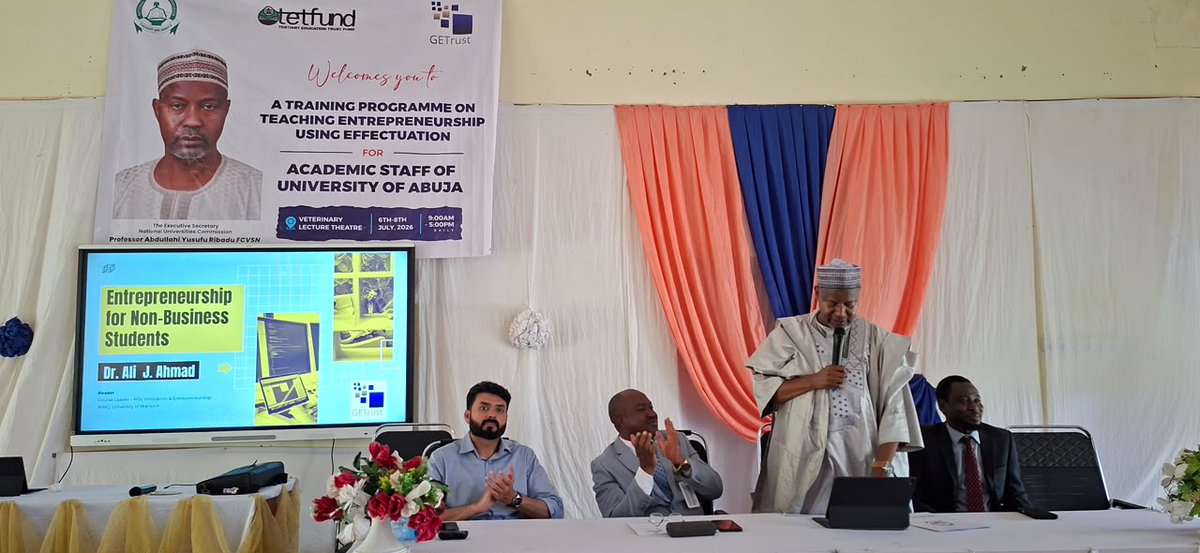 OfficialNUC's tweet photo. Entrepreneurship education must move beyond theory to practice if Nigerian universities are to produce graduates who create jobs, solve problems and drive innovation.

This was the central message from the Executive Secretary of the National Universities Commission (NUC), Professor Abdullahi Yusufu Ribadu, FCVSN, as he declared open, today, the three-day training on Teaching Entrepreneurship Using Effectuation at the University of Abuja.

The Executive Secretary reaffirmed the Commission's commitment to embedding practical, action-oriented entrepreneurship education across Nigerian universities through the Core Curriculum and Minimum Academic Standards (CCMAS). He noted that the training supports the effective implementation of the CCMAS by equipping lecturers with innovative approaches to nurturing entrepreneurial mindsets, resilience and creativity among students across all academic disciplines.

He stressed that entrepreneurship education should provide students with practical learning experiences that build the confidence to identify opportunities, solve real-world problems and create value in an increasingly innovation-driven economy.