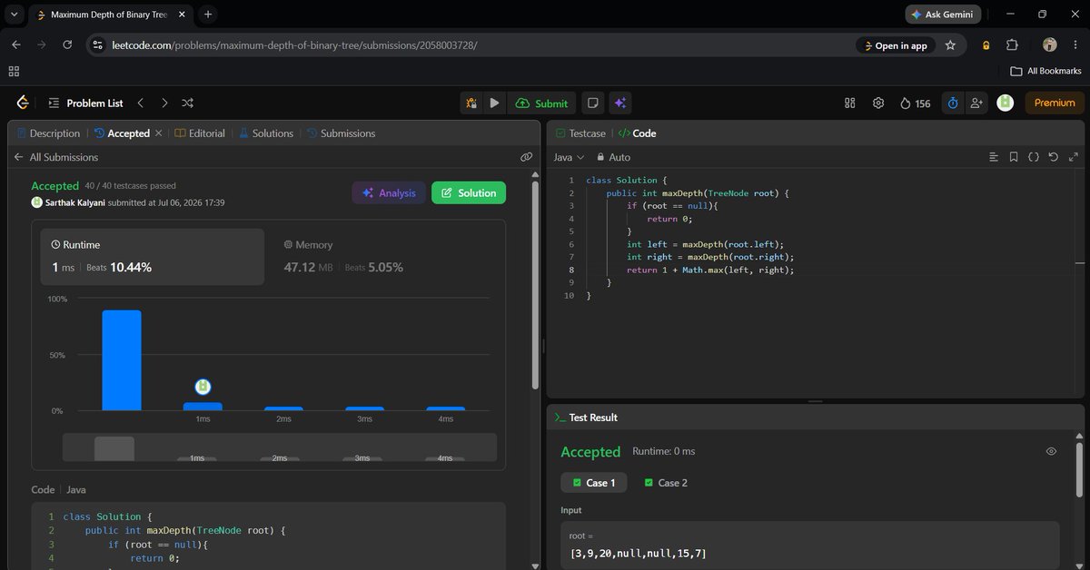 Beast_Boy54's tweet photo. DAY 36 COMPLETED⚔️ #SDESheetChallenge
1. Level Order Traversal
2. Maximum Depth in BT
3. Diameter of Binary Tree
4. Check for balanced binary tree
@striver_79
@takeUforward_ https://t.co/IqDBpF6VpY