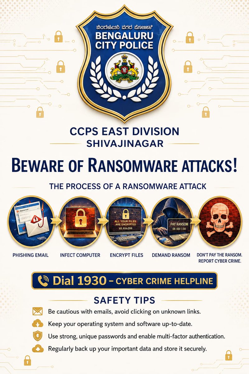 cenpseastbcp's tweet photo. CCPS EAST  DIVISION, SHIVAJINAGAR 

📞 National Cybercrime Helpline

Toll-free number: 1930 — for reporting cybercrime and financial online fraud.

National Cybercrime Reporting Portal: https://t.co/O2NieyR9fu https://t.co/1HETm8q8a3