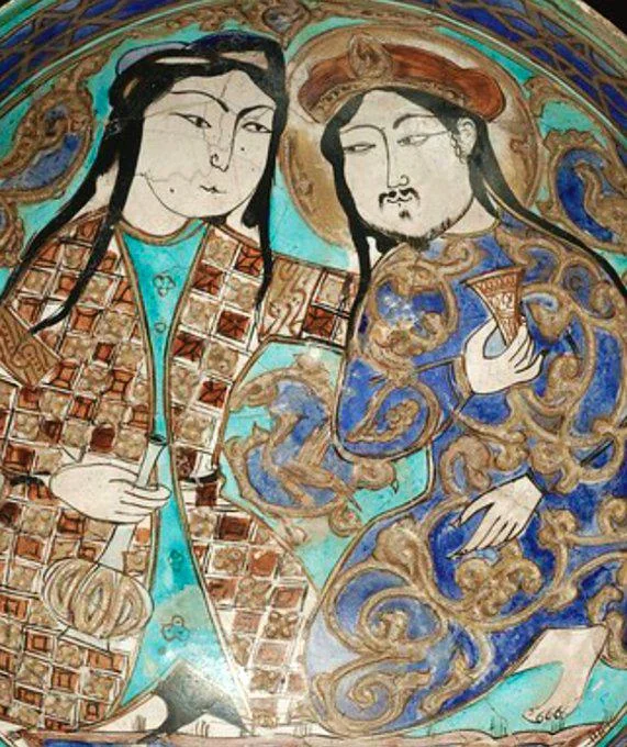 teulu_dewr's tweet photo. the commenters as always forgot that this is the late seljuk/khwarezmian empire period, so a lot of turkic influence is already established in Persian fashion and headwear https://t.co/S69bBNVrZF