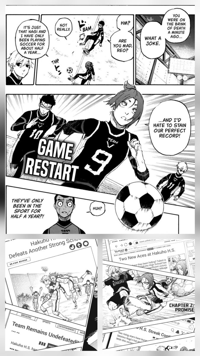 mrror_9's tweet photo. It's sometimes funny to think about how Nagi and Reo started out as this unbeatable duo with a perfect track record, but after coming to Blue Lock and losing to Team Z, they haven't won one single match together aside from the U20 match... Wait, did I say funny? https://t.co/AURrQ4VteL