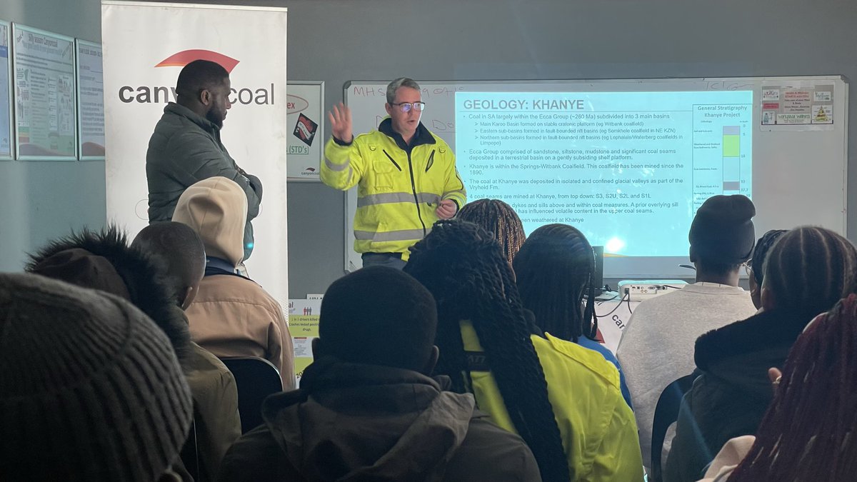 canyoncoal's tweet photo. UJ Mining Forum students spent the day at #KhanyeColliery gaining practical insight into mining.

Presentations by Chief Health and Safety Officer Sipho Mngomezulu, Environmental Officer Khomotso Mpahla, Geologist Jesse Oosthuizen (who also covered mine surveying), Senior Mine Planner Thabang Matlala and Ingwenya Metallurgist Sibongile Makhalema provided students with a deeper understanding of safety, environmental management, geology, surveying, mine planning and coal processing. #CanyonCoal #Menar #UJMiningForum @go2uj