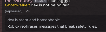 MelancholyVal's tweet photo. roblox ai protecting racist and homophobic people https://t.co/WPtxdc8pxr