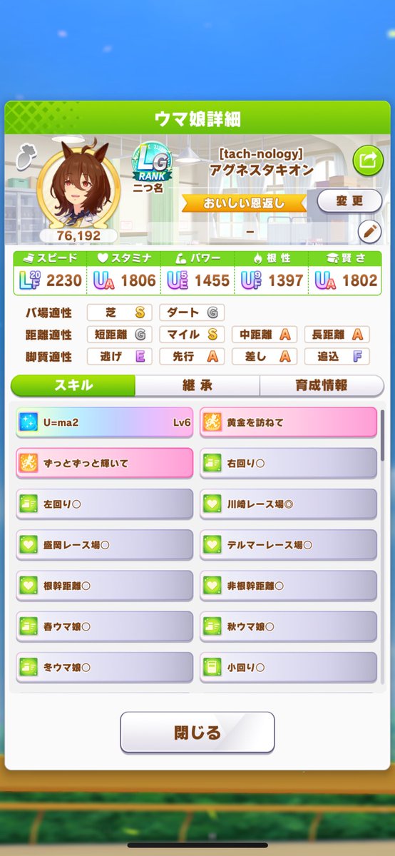 satolis25's tweet photo. 切れなしLGタキオン https://t.co/peqi6NbYZs
