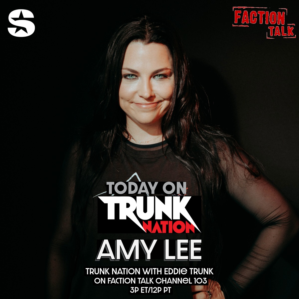 TrunkNationSXM's tweet photo. Today on #TrunkNation - @EddieTrunk is back with a holiday weekend catch up, open phones &amp; @Evanescence's @AmyLeeEV talking about the new album 'Sanctuary' and world tour!

📞844-686-5863
⏰3-5pET
📻@factiontalkxl 103 &amp; the @SIRIUSXM app: https://t.co/nwKVQse6VH https://t.co/FAzbnkkYZc