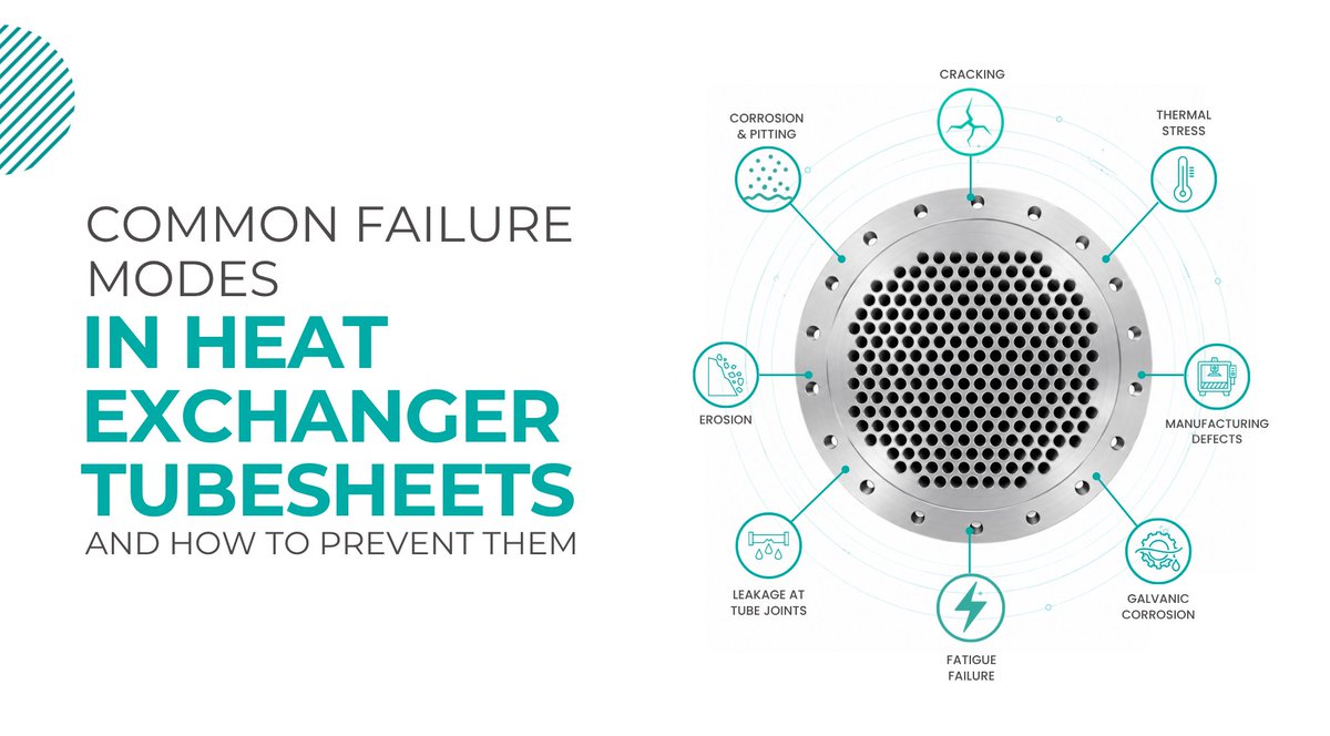 SPEL_INDIA's tweet photo. Common tubesheet failures can lead to major downtime and repair costs.

Learn how to prevent corrosion, thermal stress, fatigue, erosion and manufacturing defects in our blog.

��� +91 98984 22636
🔗 https://t.co/6ZC3pxhz4W

#HeatExchanger #Manufacturing #SchilthornPrecision https://t.co/UKymdKpUoy