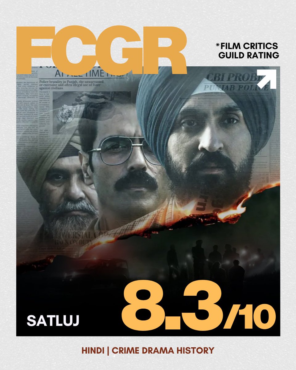 theFCGofficial's tweet photo. Satluj scores 8.3/10 on FCGR.

Directed by Honey Trehan, Satluj is a Hindi-language crime drama film starring Diljit Dosanjh, Arjun Rampal, Suvinder Vicky, Geetika Vidya and Kanwaljit Singh. 
Link to the #reviews in thread below.

#Satluj https://t.co/55QvvmYfb1