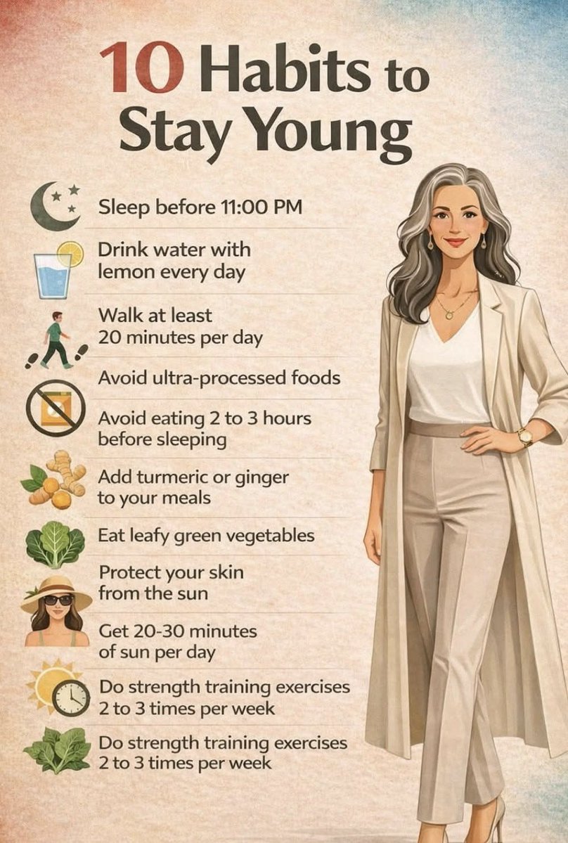 Kafiya_ai's tweet photo. 10 Habits to Stay Young.🥰
This very cool Mind 🧠
Follow for more 🤝♻️💯
@Kafiya_ai https://t.co/rPNWMIpUlP