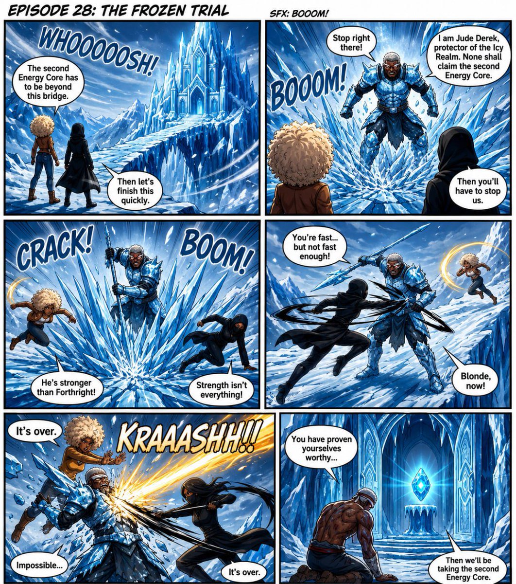 babyvamptriple8's tweet photo. Episode 28 

The Frozen Trial 
A comic for @ActionModelAI https://t.co/wVd4qQP8IV
