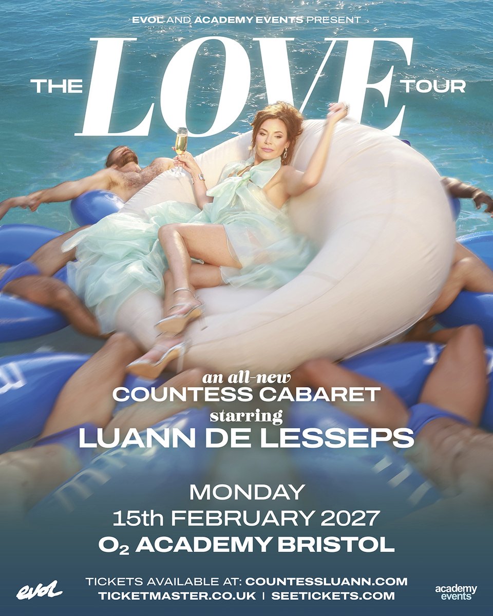 O2AcademyBris's tweet photo. NEW: Countess Luann is set to bring her all new Countess Cabaret to #O2AcademyBristol on Mon 15 Feb.

Get your 48-hour early access Priority Tickets from 10am on Wed 8 Jul 👉 https://t.co/EiML9EUtyw https://t.co/7x7bRV0SZw