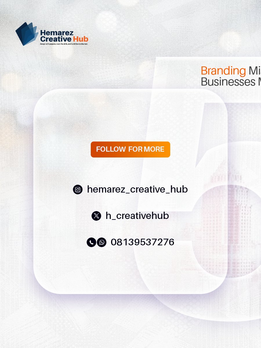 hemarezcreative's tweet photo. ... Clear brands don't appeal to everyone—they pick a lane and convert.

This July, stop letting poor design cost you sales. Swipe through to check your business against these 5 critical mistakes, and let’s build a brand that lasts.
 #Entrepreneurs #GlobalBusiness https://t.co/QMNSdUmJq9