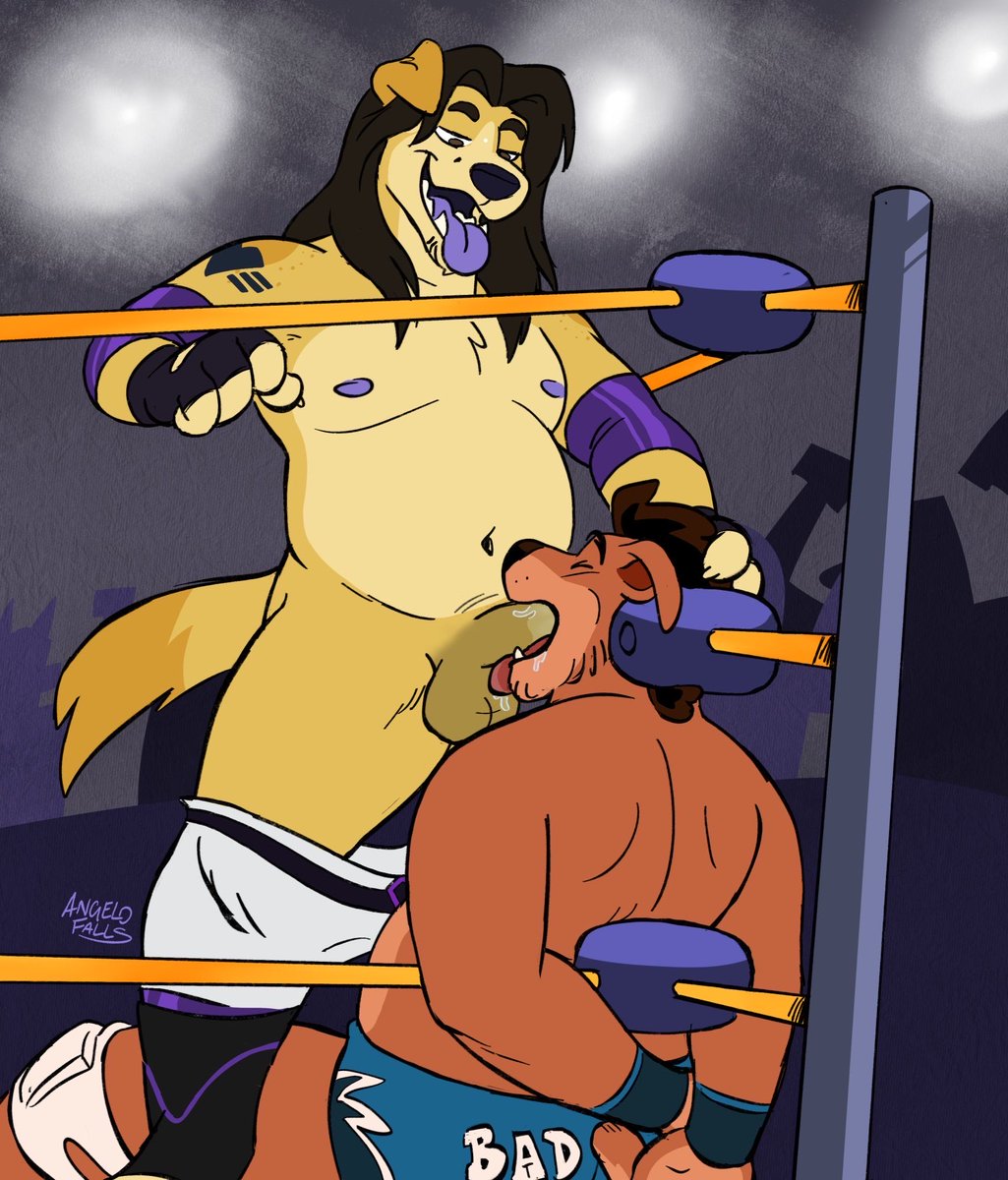 reany_ad's tweet photo. looks like Reany’s got Angelo on the ropes!!!
art by @angelofalls

#NSFW #furryart #reany #wrestling https://t.co/N61orUW1AX
