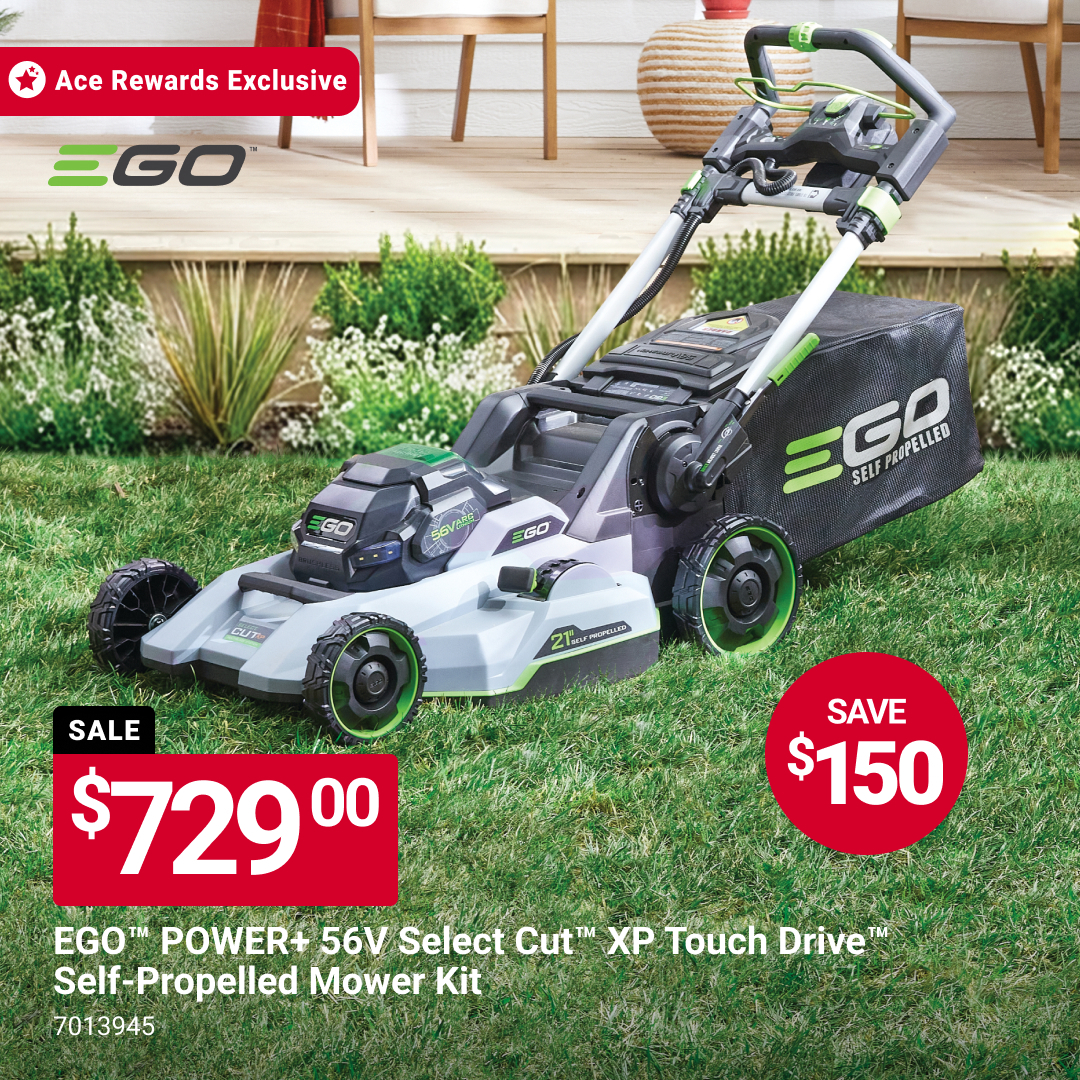 HardwareMurphy's tweet photo. Quiet, powerful, and easy to handle, the EGO® Power+ 56V Select Cut XP Touch Drive™ self-propelled mower kit gives you clean cuts without the gas hassle, and right now you can save $150 at Ace, where helpful neighbors are always ready to help you... https://t.co/xINA3QNrXB https://t.co/0dikhaWSbC