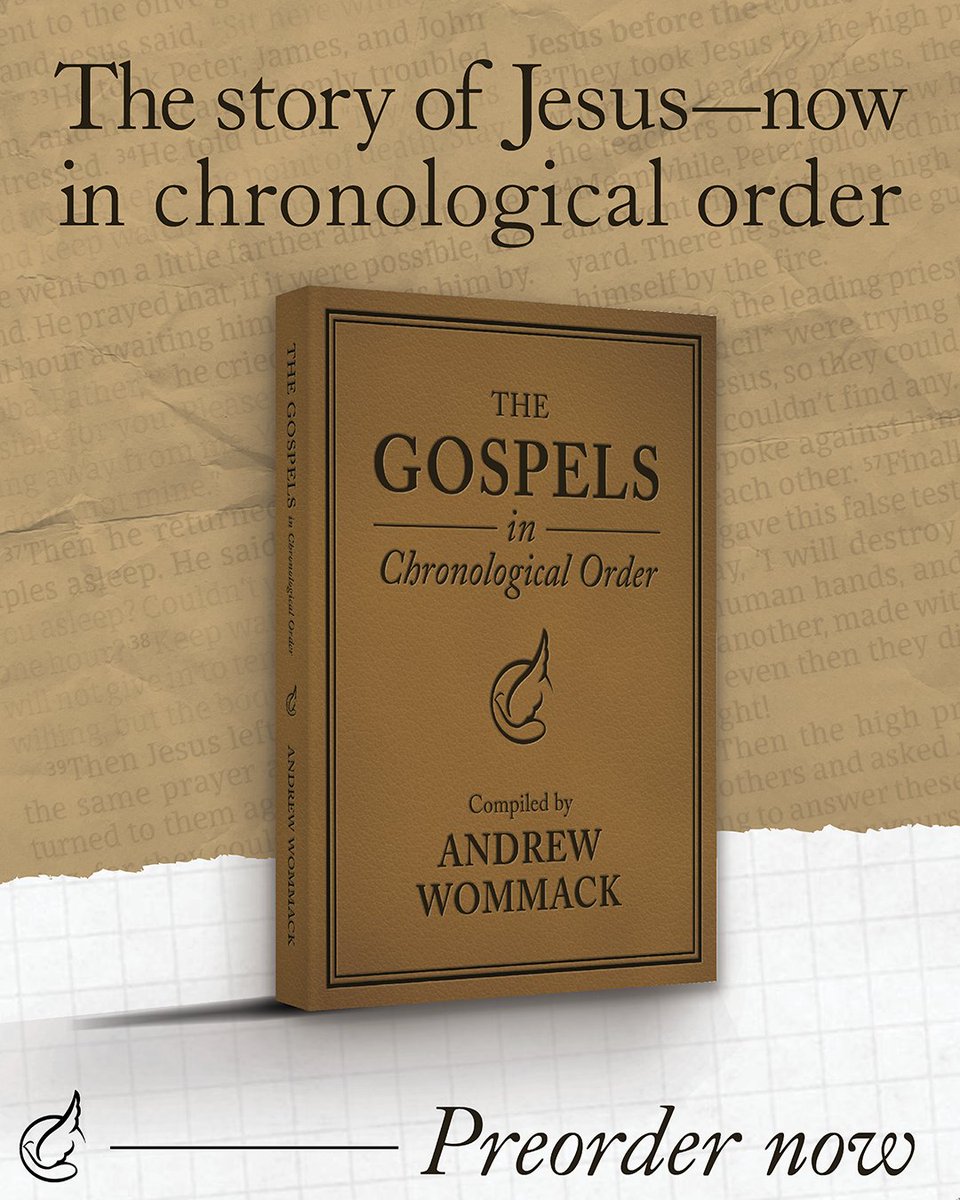 andrewwommack's tweet photo. The story of Jesus was never meant to feel disconnected. 
Now available for preorder, “The Gospels in Chronological Order” brings the four Gospel accounts together into one chronological narrative—helping you follow the life and ministry of Jesus from beginning to end with greater clarity and understanding. 

Preorder your copy today:
👉 https://t.co/CMGH6YWyr7