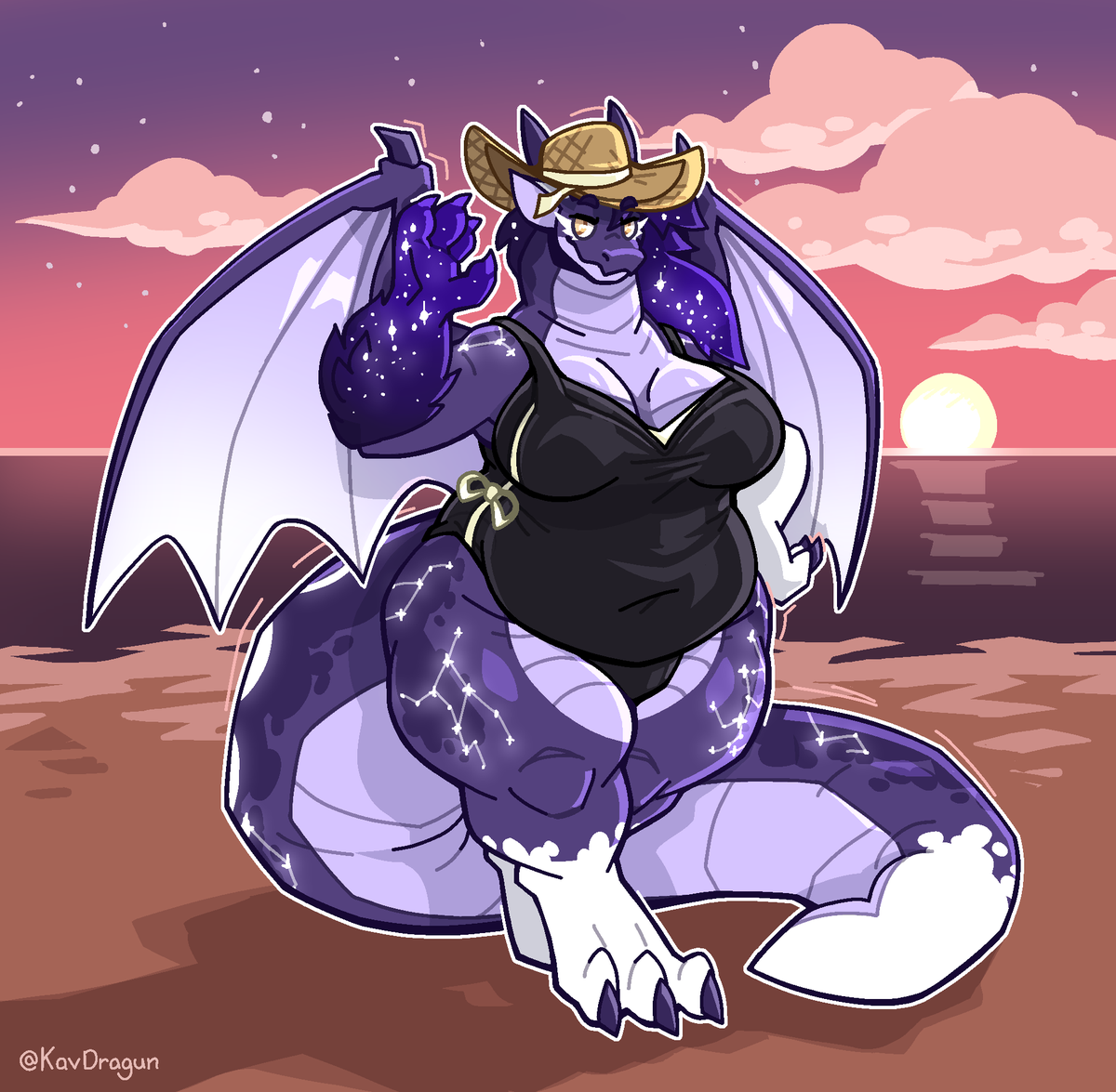 KavDragun's tweet photo. Fat dragoness summer yeahhh ! 
Northirn dragon doing some evening chillin'  

[Drawing for Northirn , art by me] https://t.co/yNDA8a7Zh7