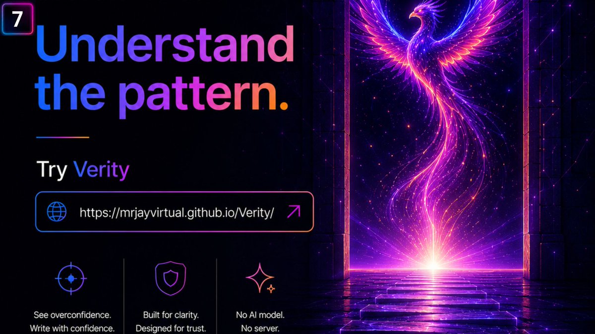 Mrjayvirtual's tweet photo. Verity is live and free to try.
🔗 https://t.co/DFpcEwnjmr⁠�
If you can make it miss something...
I genuinely want to know.
That's how Version 2 gets better.

#BuildInPublic #AI #AITools #ProductDesign https://t.co/9LJIIo5boz