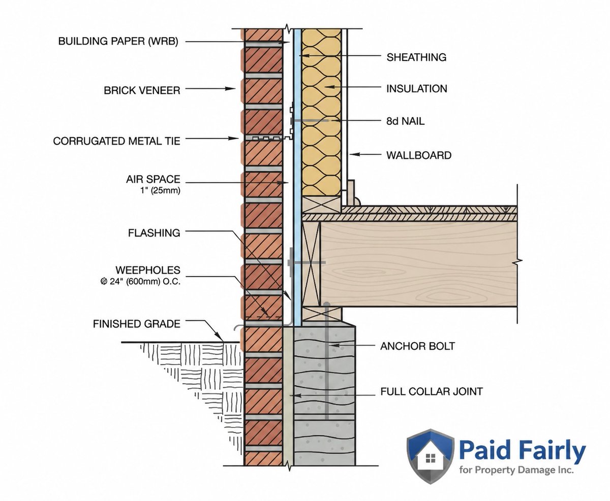PFFPD_Forensics's tweet photo. Masonry ties transfer lateral loads, not gravity (IRC R703.8.3.1). Forensic analysis identifies failures. #BuildingScience #Physics #Forensic
Contact: 443-332-8527
Request a forensic property damage review:
https://t.co/gk1rIisK67 https://t.co/kIgqx49PJv