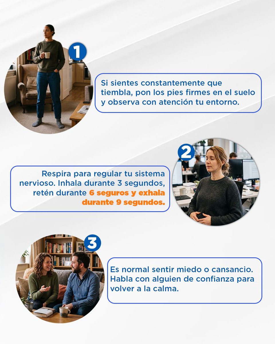 0800Segalta's tweet photo. Tras un evento sísmico, nuestro cuerpo y mente tardan un tiempo en procesar que el peligro inmediato ha disminuido, manteniendo activo un sistema de protección que es una respuesta biológica normal ante la emergencia. https://t.co/I2PlWpYcHB