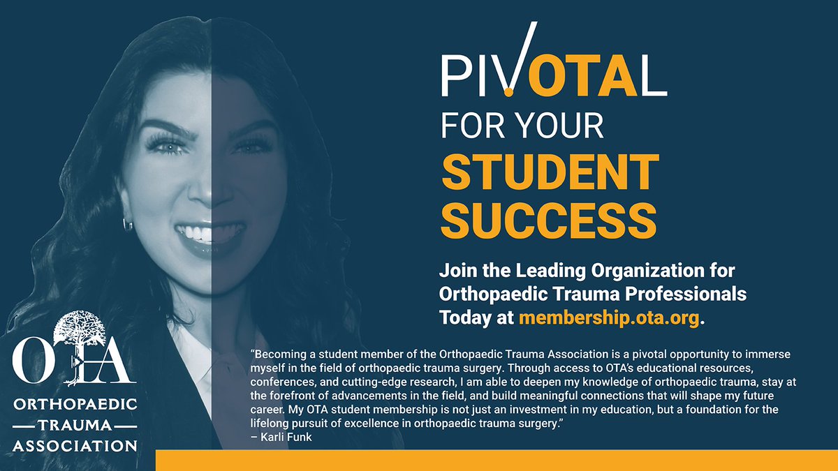 otatrauma's tweet photo. A pivOTAl part of every orthopaedic trauma professionals career. Join today at https://t.co/2oylUCUD6F #orthotwitter #OTAMembershipMonday https://t.co/LZWgnUS7Au