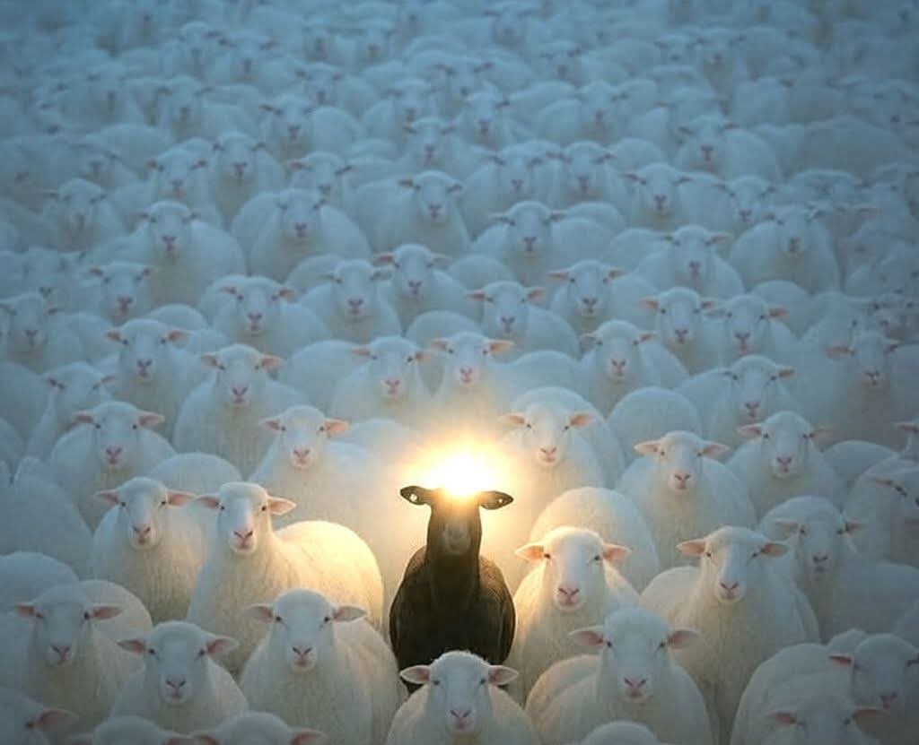 suaVe_teRNuRa's tweet photo. "LA FORMACIÓN DE UNA OVEJA NEGRA 

Nadie nace siendo la oveja negra.

Se convierte en una en el momento en que empieza  a hacer preguntas que los demás evitan.

En el momento en que se niega a aceptar creencias sin examinarlas.

En el momento en que valora la verdad por encima de la pertenencia.

Cada familia, lugar de trabajo, cultura o comunidad tiene un sistema operativo invisible: reglas que rara vez se pronuncian, pero que se imponen silenciosamente.

Encaja.
No cuestiones .
Sé predecible.
Mantén a todos cómodos.

La oveja negra rompe ese contrato.

No porque ansíe la rebeldía.

Porque su conciencia se vuelve más fuerte que su necesidad de aprobación.

Al principio, son incomprendidos.

Luego, criticados.

Luego, aislados.

La gente los llama difíciles cuando simplemente son honestos.

La gente los llama perdidos cuando en realidad están buscando.

La gente los llama arrogantes cuando se niegan a traicionarse a sí mismos.

Pero algo extraordinario sucede en el aislamiento.

 Sin la presión constante de conformarse, empiezan a escuchar su propia voz.

Dejan de adoptar identidades ajenas.

Dejan de actuar para ser aceptados.

Dejan de vivir la vida de otra persona.

La oveja negra no es la que está rota.

A menudo, es la primera persona lo suficientemente valiente como para dejar de repetir patrones inconscientes que se han transmitido de generación en generación.

Todo sistema familiar se resiste al cambio.

No porque el cambio sea malo.

Porque el cambio expone lo que todos los demás han aprendido a normalizar.

La oveja negra carga con una carga inusual:

Perder a su tribu…

Para poder encontrarse a sí misma.

Y al hacerlo, a menudo se convierte en el puente que cruzan las futuras generaciones.

Quizás la oveja negra nunca estuvo destinada a encajar en el rebaño.

Quizás nació para mostrarle al rebaño otro camino.

El mayor acto de valentía no es volverse diferente.

Es mantenerse fiel a uno mismo después de que el mundo te recompense por convertirte en otra persona."

 ✦ Juan Roma ✦