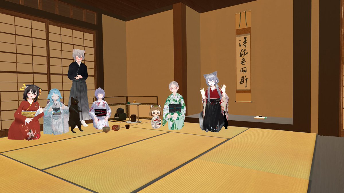 ryouta02202's tweet photo. お稽古参加させていただきました～！！
お話ししたかった人がたくさんいたのにマイクエラーで全然喋れないトラブルが発生したけど途中から何とかなって今回も楽しい時間でした～！！
#VRC茶道部 https://t.co/oNxaC157Fu