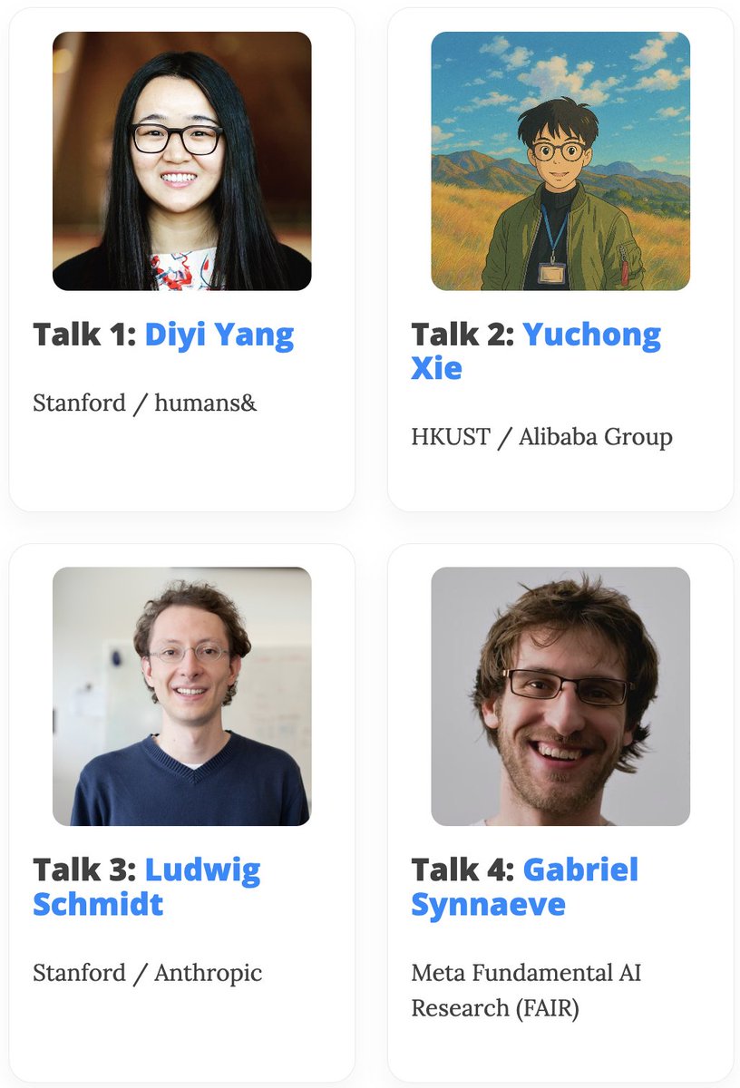 ZhiruoW's tweet photo. Welcome to the new edition of DL4C at #icmlconf this year! with the theme "Towards Human-Centered Coding Agents"
Check out our amazing line of speakers: Diyi, Yuchong, Ludwig, and Gabriel 🎤
This Friday (July 10) at 📍HALL B2 https://t.co/TiYAPmcf2A