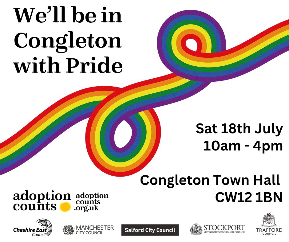 Adoption_Counts's tweet photo. Not long now until Congleton Pride 🎉

We'll be there to chat to people about adoption and if you're already one of our adoptive families, come see us as we'd love to say hi 💛👋

#AdoptionCounts #Proud2Adopt https://t.co/Iye3AnTfZO