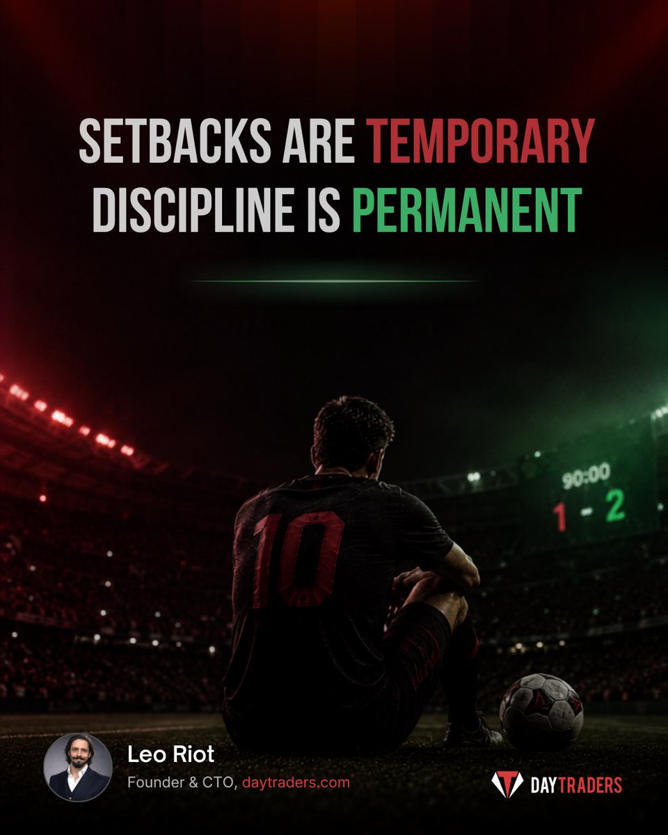 leoriot's tweet photo. Discipline beats strategy every time. 

Here’s why:
In prop firm challenges, discipline is more important than strategy.

Even the best strategy won’t work if:
⩥ You don’t follow the rules.
⩥ You let emotions dictate your trades.
⩥ You take unnecessary risks.

Discipline is what separates successful traders from the rest.

#TradingDiscipline #PropFirmChallenges #DT #FundedTrader #FuturesTrading #DayTradingTips #DayTraders #leoriot