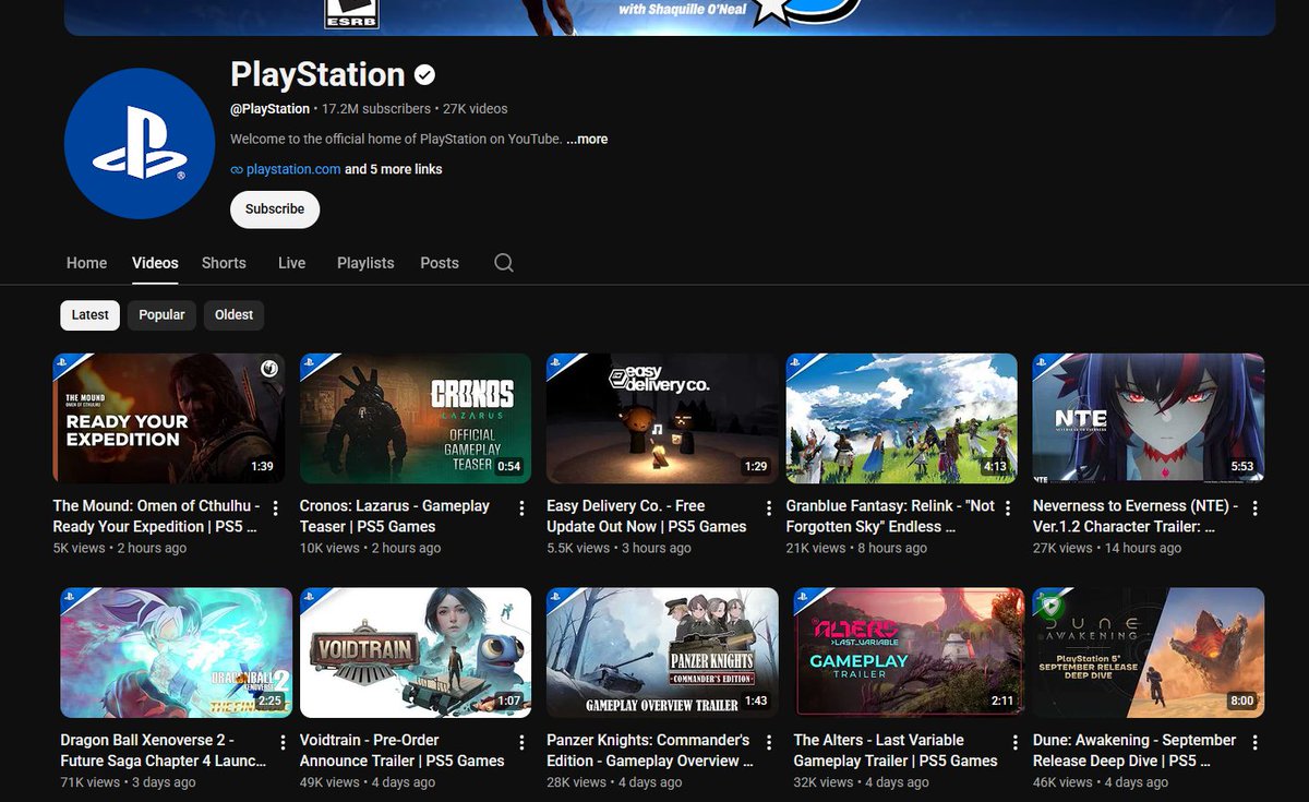 jyya441's tweet photo. @E4xtream @PlayStation @Sony they started posting on youtube https://t.co/U8obXsLCoz