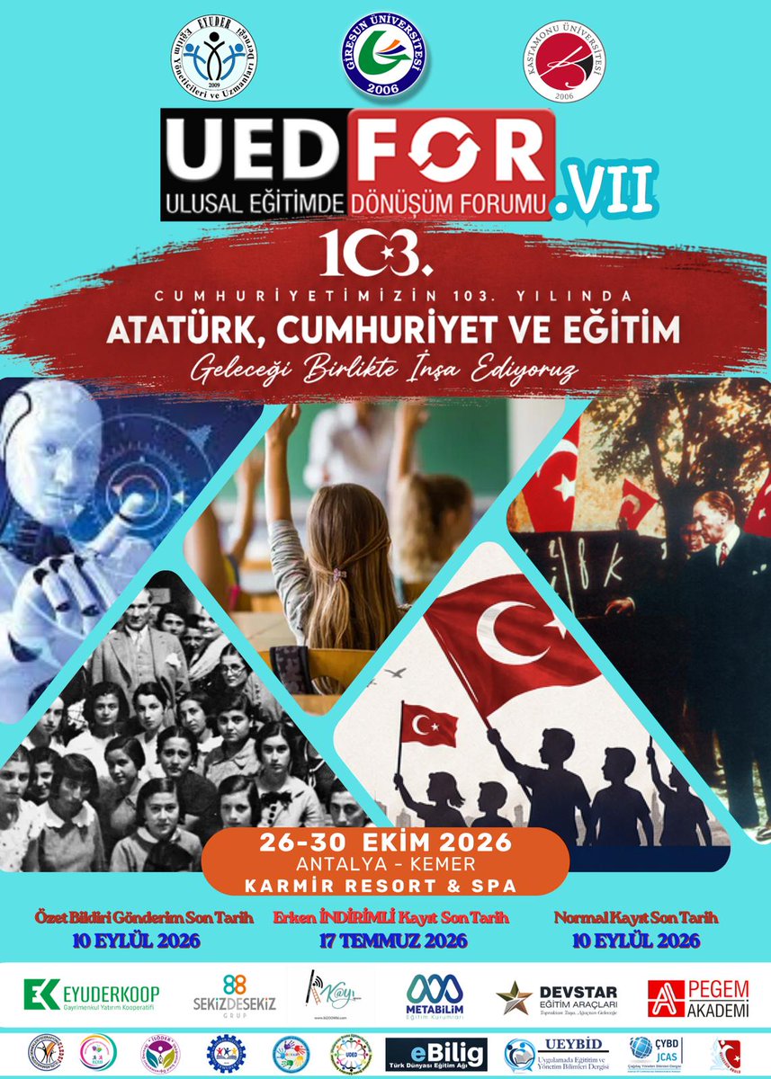 eyuder's tweet photo. Türkiye'nin en geniş katılımlı eğitim kongrelerini düzenleyen EYUDER ailemizin eğitimde iyi örnek uygulamalarını ön plana çıkardığı ve bu yıl "Atatürk, Cumhuriyet ve Eğitim" temasıyla düzenlenecek #UEDFOR-7 'de siz de yerinizi ayırtın.
👇👇👇👇👇👇👇
https://t.co/rUlyAi9Uo0 https://t.co/aLZilmgGip