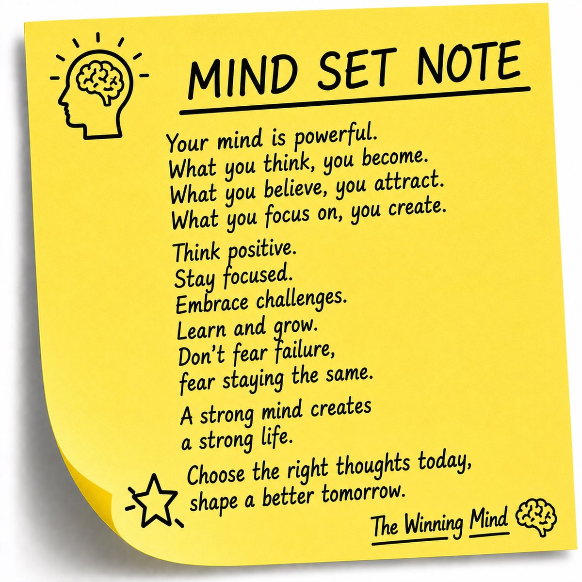 WinningMindN's tweet photo. Your mind is powerful.

What you focus on grows.

Choose thoughts that move you forward.

🟨🧠 #TheWinningMind #MindsetNote #GrowthMindset https://t.co/2xJeTaZAMC