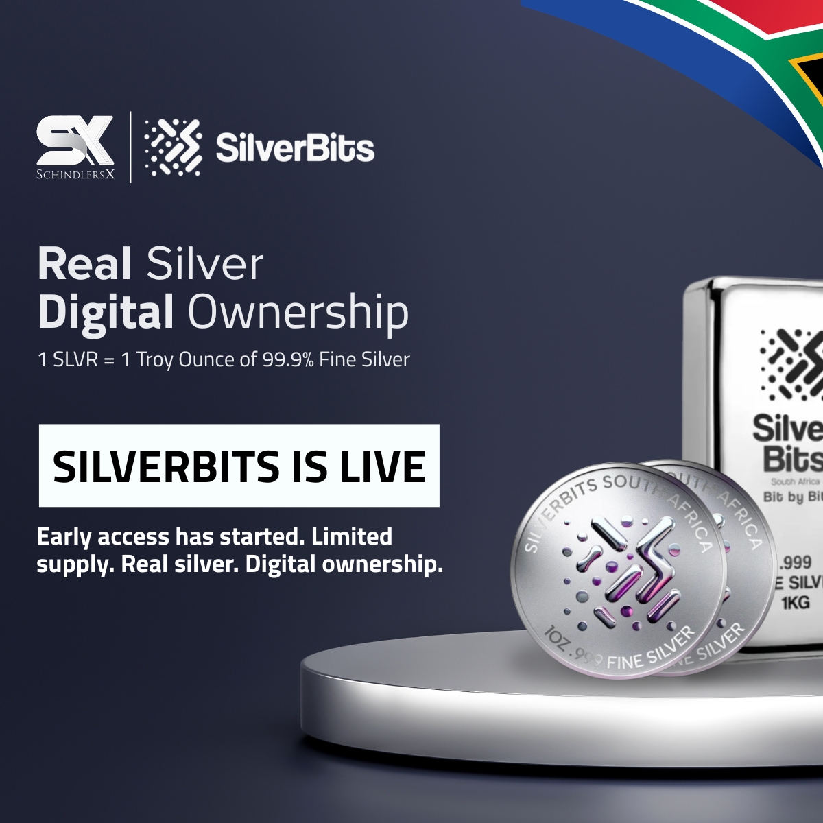 SchindlersX's tweet photo. 🚀 SilverBits is now live on SchindlersX.

Own real silver with digital access.

⚪ 1 $SLVR = 1 Troy Ounce of 99.9% Fine Silver

Limited launch supply is now available. Secure your allocation before the first round closes.

#SilverBits #SchindlersX #Silver #RWA #Blockchain https://t.co/Mw91TunnLO