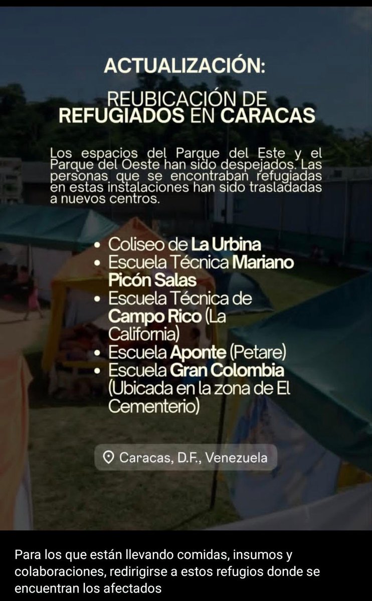 hisoy_pndora's tweet photo. Por si no sabían, reubicaron a las personas que estaban en los parques,  las ayudas y donaciones ahora deben redirigirse a estos lugares ‼️🚨🙏🏻 https://t.co/LpNw7DJ3HT