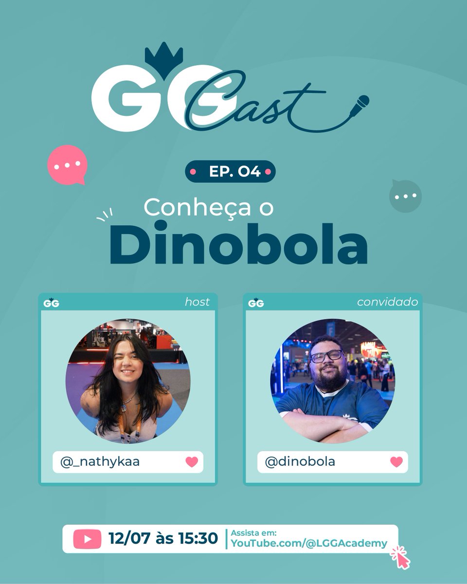 LeveelGG's tweet photo. O próximo episódio do GG Cast já tem convidado confirmado! 🎙️💙

Neste domingo, a @_Nathykaa recebe o @Dinobola_ para um papo ao vivo sobre criação de conteúdo, jogos indies, retrogames, tecnologia, lives e a trajetória por trás do creator.

📅 12/07
⏰ 15h30
📍 https://t.co/7JFBq0akDe
Quem eu vejo lá?