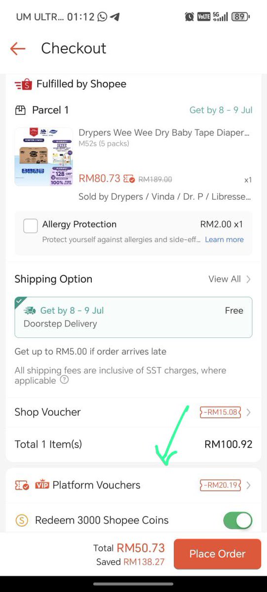 NDayah_'s tweet photo. Murah jugak ni.  Guna voucher VIP , tolak coins rm30 utk 5pack pampers ni. Bayar rm50 lebih je. Berbaloi betul. Cepat korang pergi beli. Jimat banyak ni masa sale 7/7 ni

🖇️ https://t.co/Ko9QAdORC9 https://t.co/CWtZwCq2LI