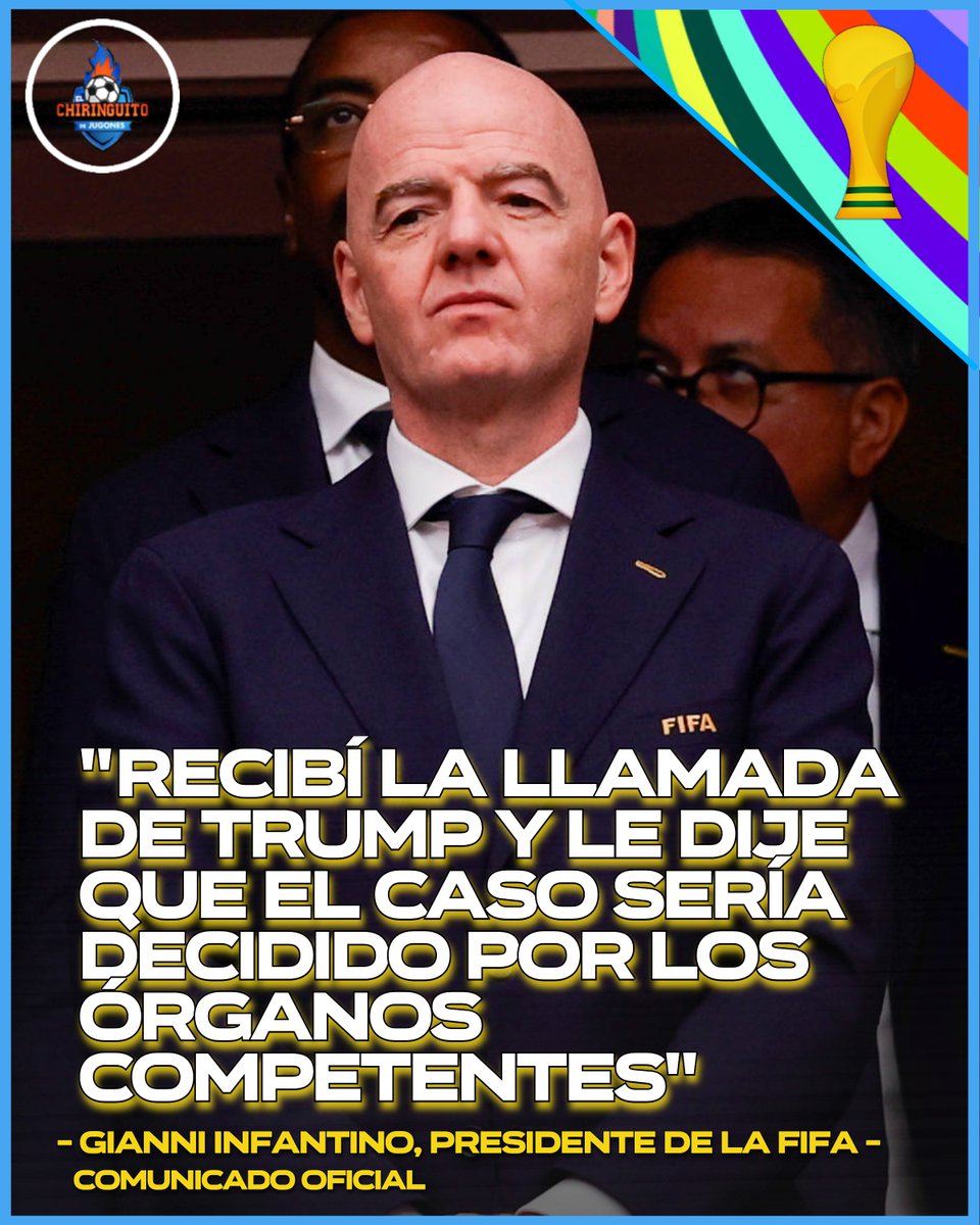 elchiringuitotv's tweet photo. 🛡️ INFANTINO pasa a la DEFENSA por el 'ESCÁNDALO BALOGUN':

🤷‍♂️ "Le dije a Trump que el caso sería decidido por los órganos competentes".

🗣️ "Siempre hago respetar esas decisiones y la autonomía de los órganos que las toman". https://t.co/P4feF2tYCm