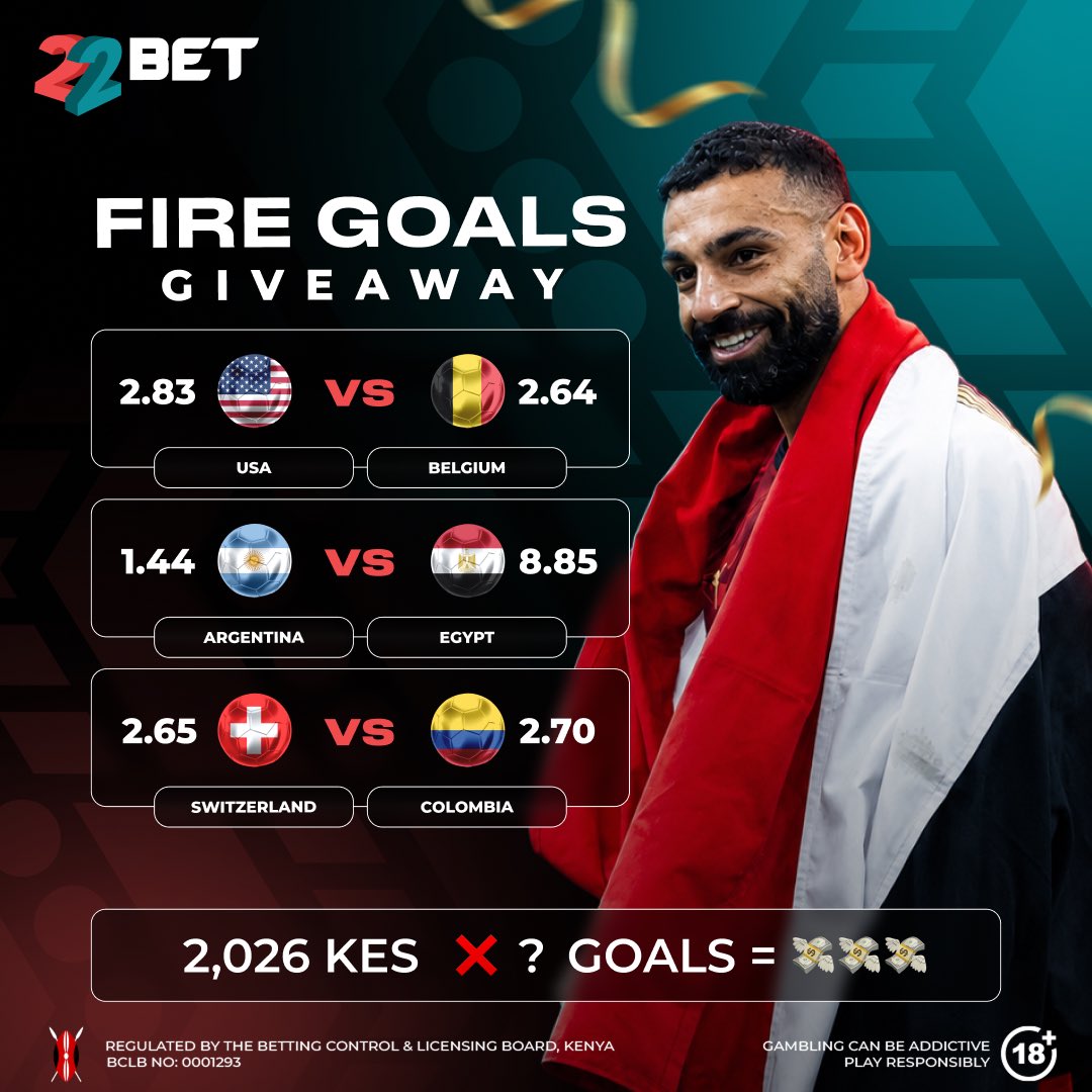 22bet_ke's tweet photo. 🔥 Matchday 27 – Fire Goals Giveaway! 🇰🇪
More goals, more cash rewards! Don’t miss your chance to win. ⚽💰
✅ Follow, Like & Share ✅ Drop your 22bet User ID + M-Pesa Number + County of Residence in the comments ✅ Place a minimum stake of KES 220 on any Matchday 27 event
T&Cs Apply.