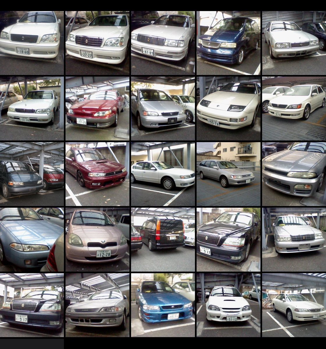straight6_do's tweet photo. 小学生の頃、祖父がトヨタのディーラーに駐車場貸してて下取り車置き場になってたのをDSiで撮影したデータが出てきた！

当時はみんな解体だったんだろうなぁ https://t.co/NpAEV7WhyQ