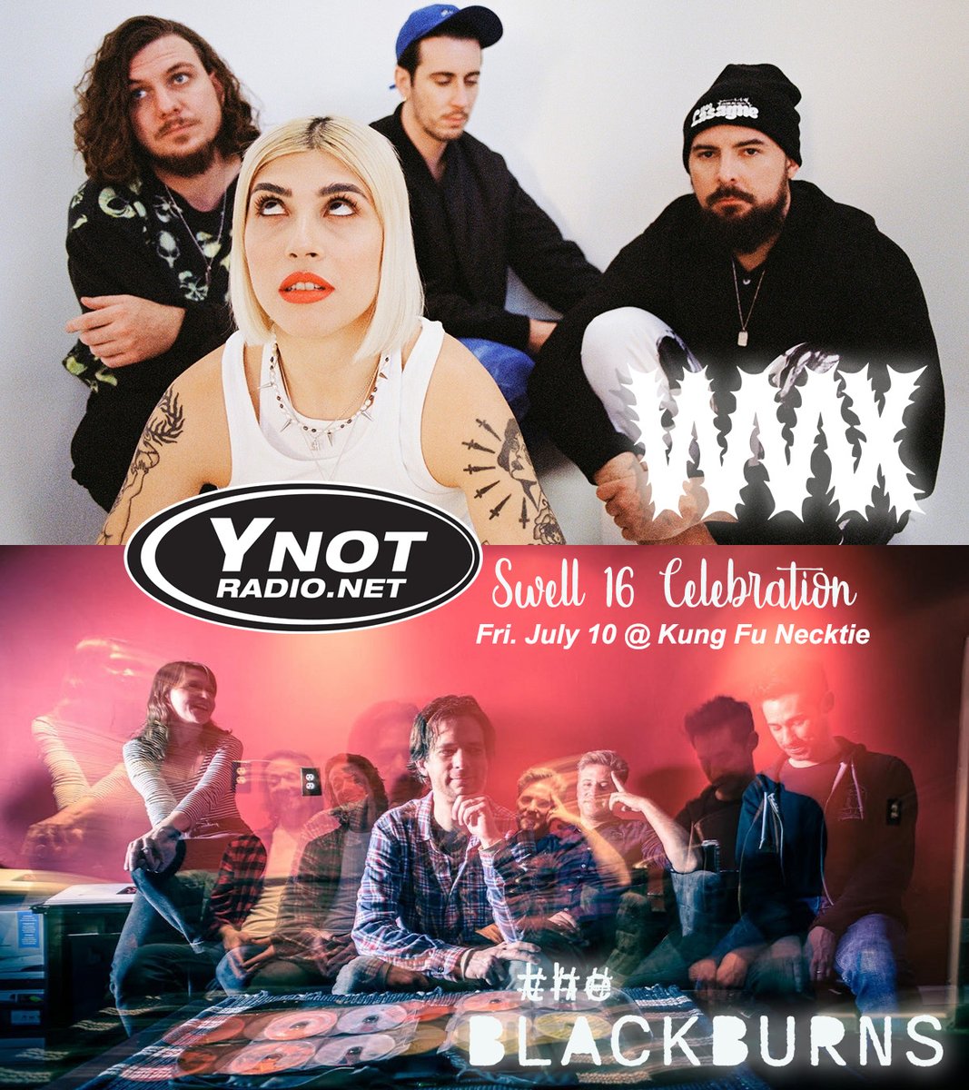 YNotRadio's tweet photo. Tonight! It's Y-Not's Swell 16 Celebration in July at @kungfunecktie with @waaxband &amp; The Blackburns! See you there? https://t.co/l8ap9pQMai