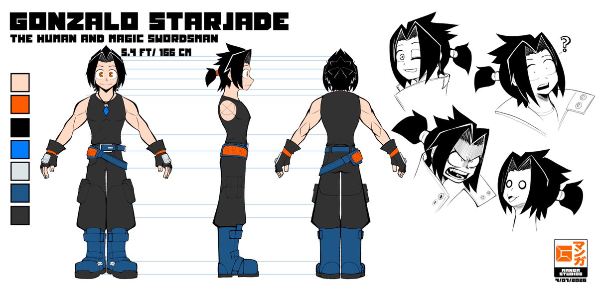 GManga666696's tweet photo. Finally I already updated my new OC Ref sheet.
That I adjust the sizes and colors, and making looks better of my manga art style.
Hope you will like it ^ ^

Gonzalo Starjade by: me

Manga Illustrated by: me https://t.co/FfXsuQqw4E
