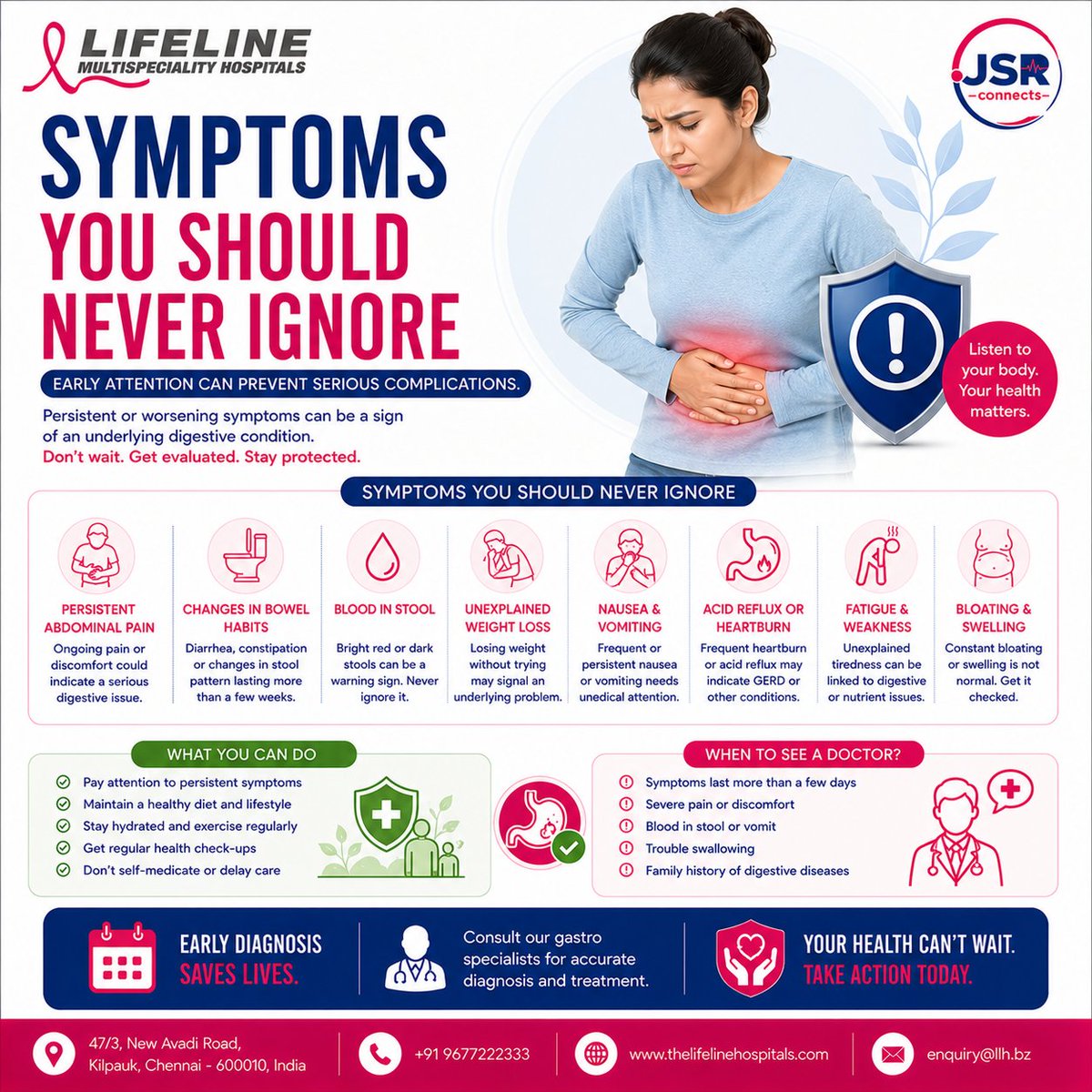 JSRconnect's tweet photo. Your body gives warning signs—don't ignore them.
Early diagnosis can make all the difference.
#guthealth #healthawareness #preventivecare #lifelinehospitals https://t.co/GL9YBt3o9E