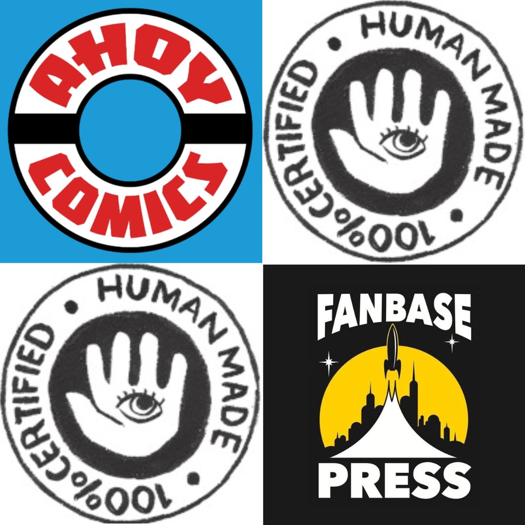 AhoyComicMags's tweet photo. Did you know our friends at FANBASE PRESS are now the second publisher (after us) to adopt @mattkindt's anti-A.I. 100% human-made certification?

The open-source label marks creative works made without generative A.I.

Who will be next to adopt it? 👀

https://t.co/deXfTCIcv0 https://t.co/p6G6z1rAXm