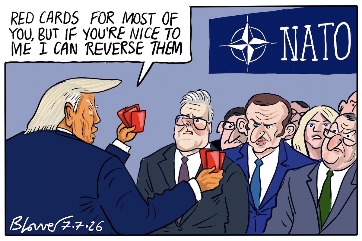 Cartoon4sale's tweet photo. Patrick Blower @blowercartoons on #Trump #KeirStarmer #NATO #WorldCup #Macron @Telegraph – political cartoon gallery in London https://t.co/dePcTdnXF6 https://t.co/vf7YkD4Kjg